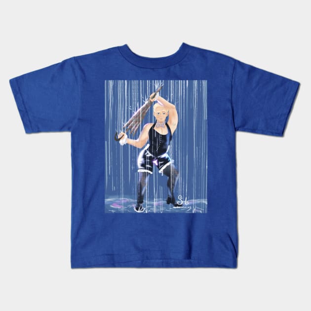 Aziraphale Dancing in the rain Kids T-Shirt by AC Salva